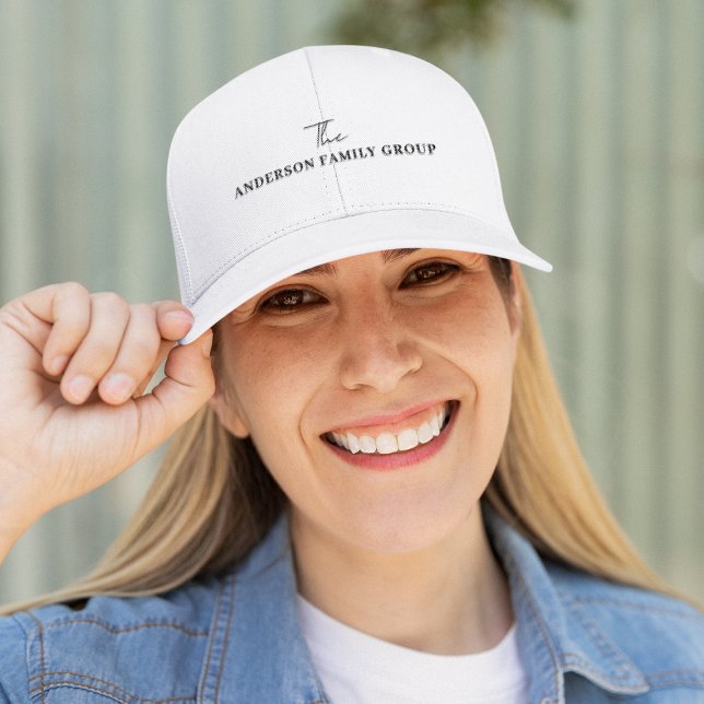 Company Business Name Branding Black Script Trucker Hat (Creator Uploaded)