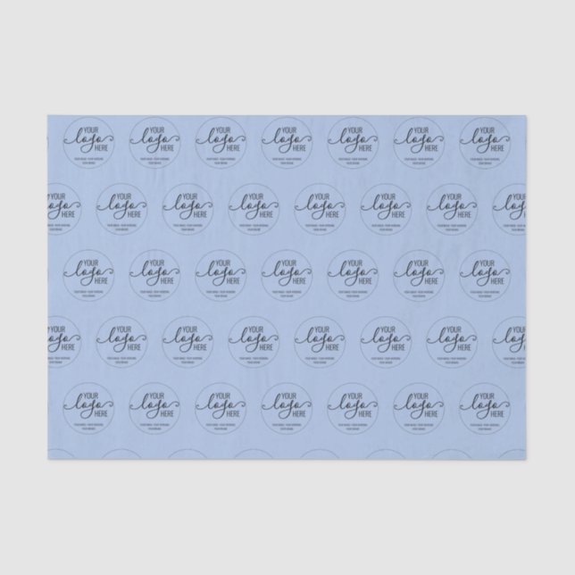 Company Business Personal Logo Branding Dusty Blue Tissue Paper (Front)