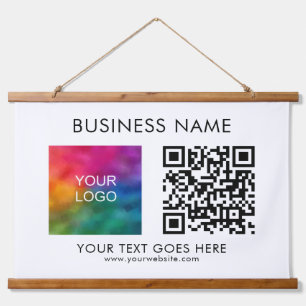 Company Business QR Code Logo Text Customers Hanging Tapestry