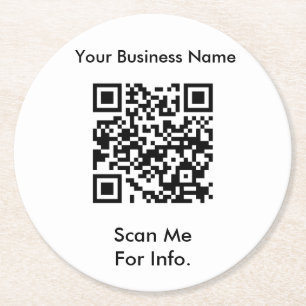 Company Business QR Code Round Paper Coaster