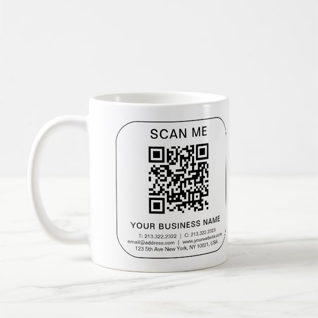 Company Business QR Code White Simple Template Coffee Mug (Left)