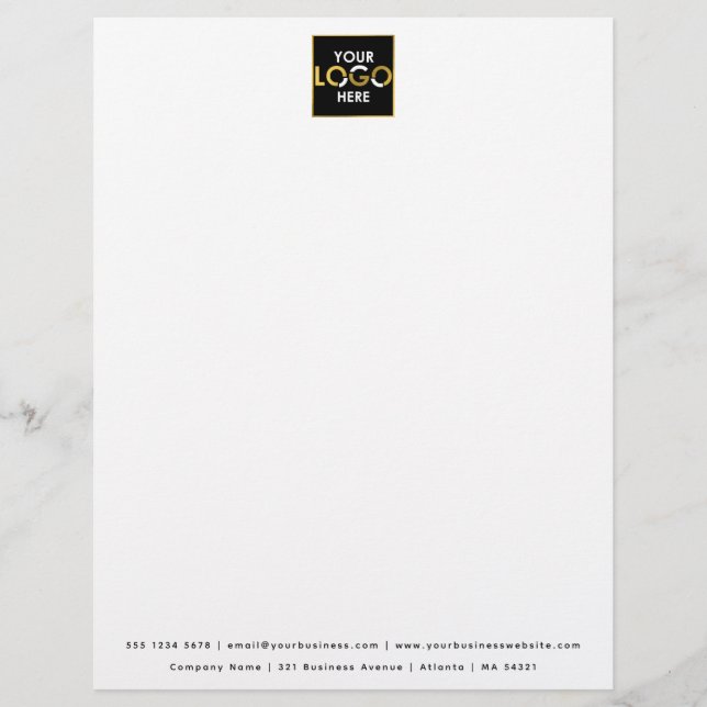Company Business Your Logo Here Simple Modern Custom Letterhead (Front)
