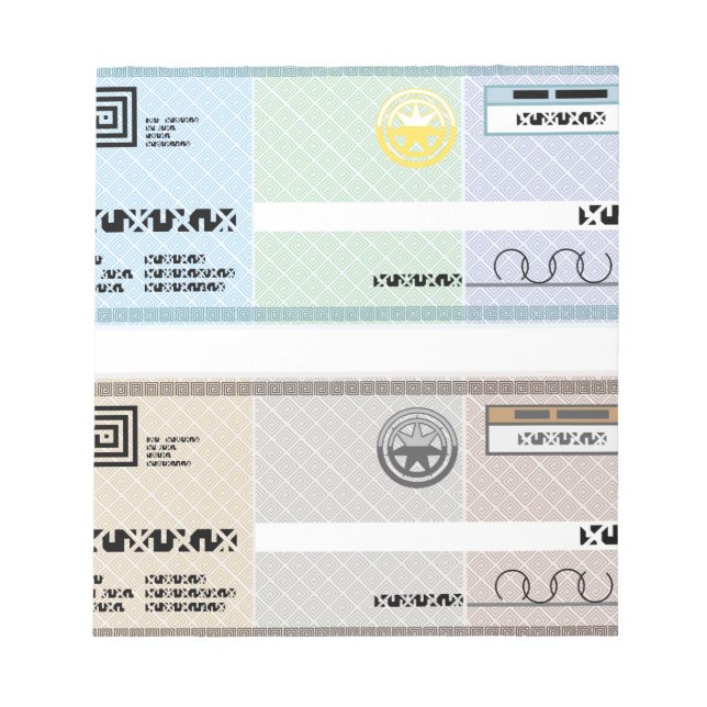 Company Check Gift Voucher Bonus Check Notepad (Front)