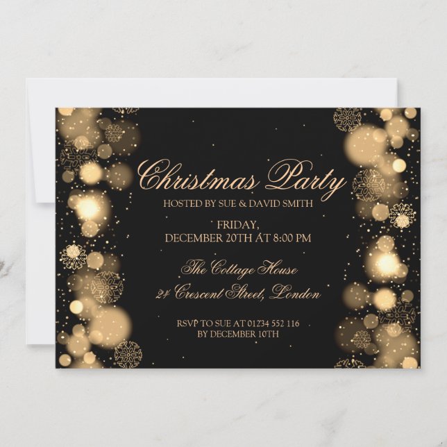 Company Christmas Holiday Party Gold Winter Wonder Invitation (Front)