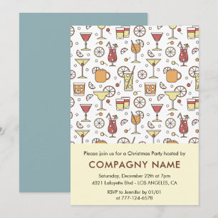 Company Christmas Party Cocktail Pattern Invitation