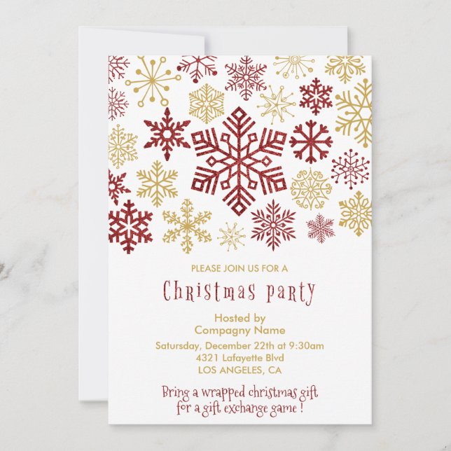 Company Christmas Party Elegant Snowflakes Invitation (Front)