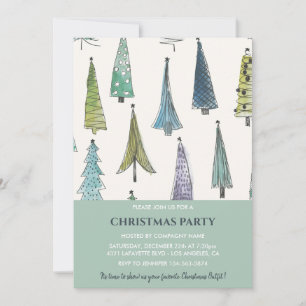 Company Christmas Party  Invitation Cute Trees 