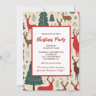 Company Christmas Party Invitation Deers