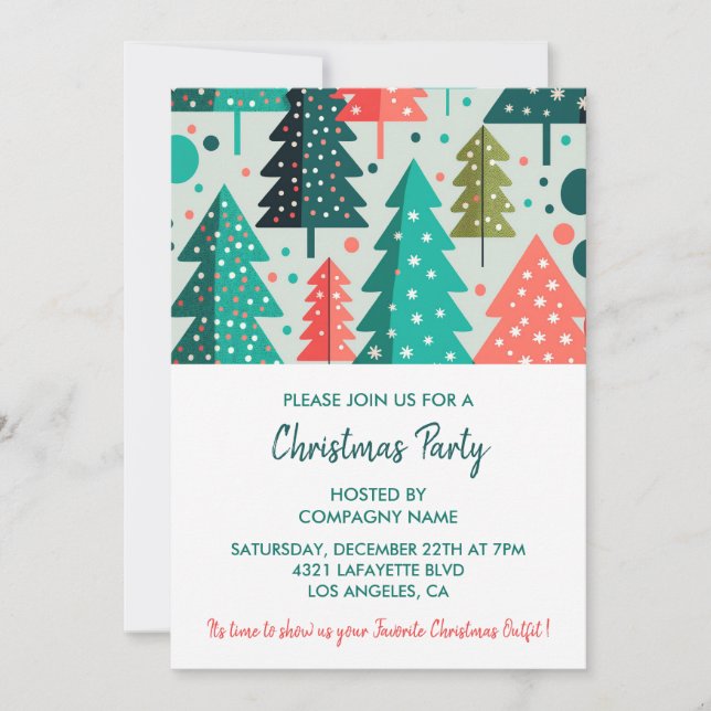 Company Christmas Party  invite Forest Snowfall (Front)