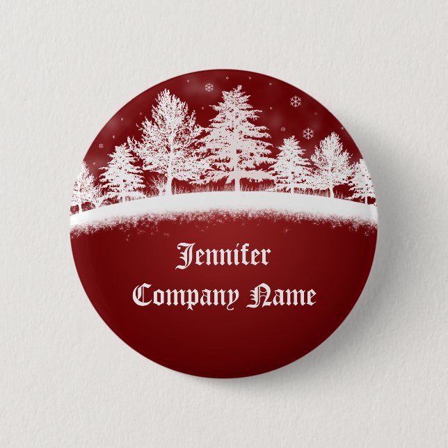 Company Christmas Party Name Tags Button (Front)