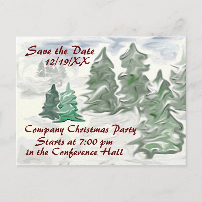 Company Christmas Party Save the Date Artistic Postcard (Front)