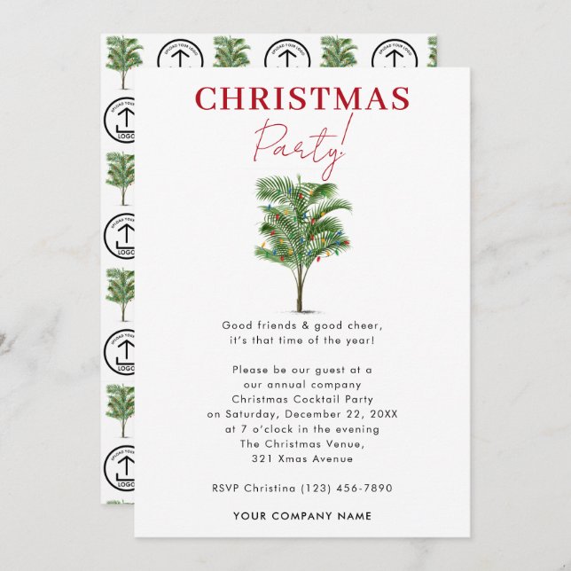 Company Christmas Party Tropical Palm Tree Invitation (Front/Back)