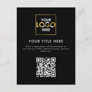 Company Corporate Business Logo QR Code & Text Postcard