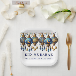 Company Corporate Eid Mubarak Holiday Postcard Paper Plate