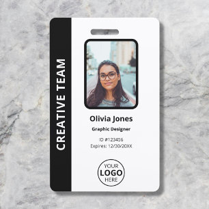 Company Employee Photo ID QR Code Black ID Badge