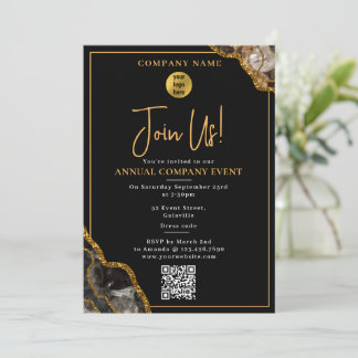 Company Event Party Corporate Annual Black Gold Invitation