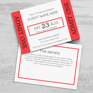 Company Event Ticket Concert Admit One Invitation