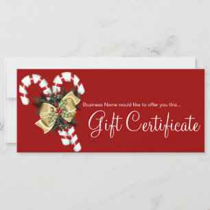 Company Gift Certificate Candy Canes & Tan Bow