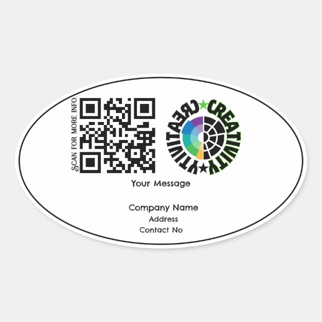 Company gift QRcode with personalisation BG Oval Sticker (Front)