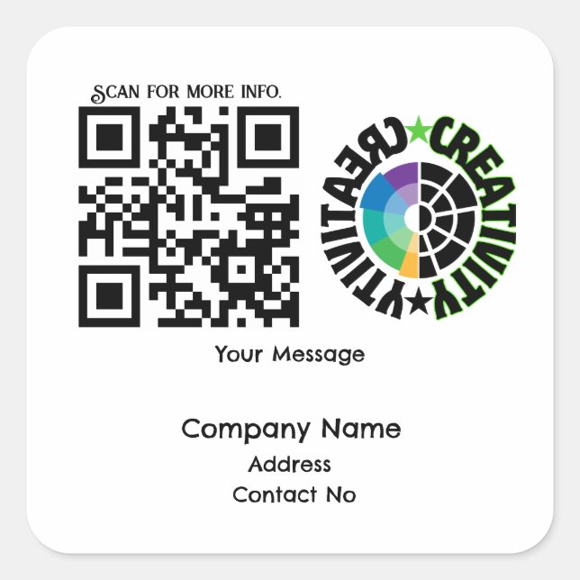 Company gift QRcode with personalisation BG Square Sticker (Front)