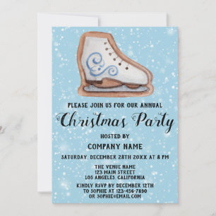 Company Holiday Christmas Party Cookie Blue Snow Invitation