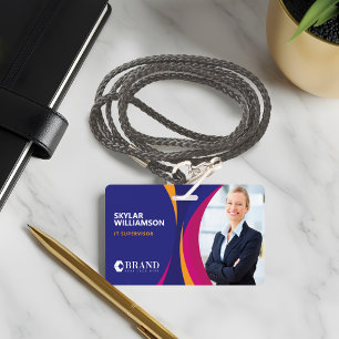 Company ID & Logo Colorful Purple Flowing Design ID Badge