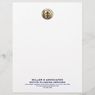 Company Letterhead with Gold Logo Navy Typography