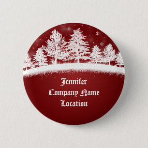 Company Location Christmas Party Name Tags Button