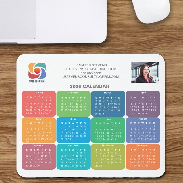 Company Logo 2026 Business Colourful Calendar Mouse Pad (Creator Uploaded)