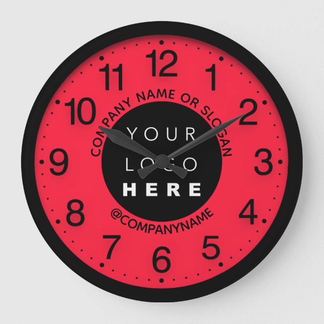 Company Logo Abstract Red Black SPA Name Slogan  Large Clock (Front)