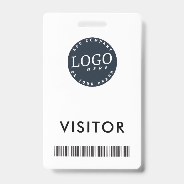 Company Logo and Business Barcode Visitor ID Badge (Front)