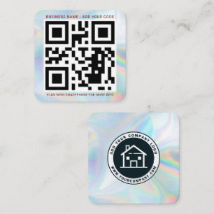 Company Logo and QR Code DIY Holographic Square Business Card