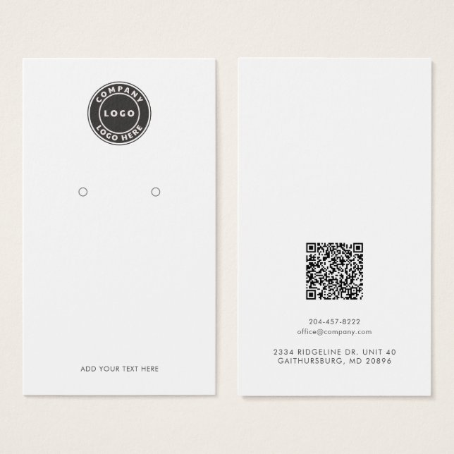 Company Logo and QR Code Earring Display Card (Front & Back)