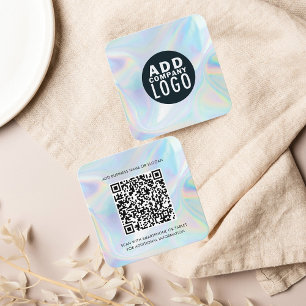 Company Logo and QR Code Holographic Square Business Card