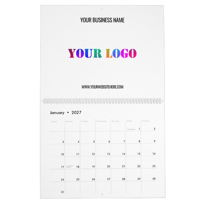 Company Logo and Text Business Calendar Example (Jan 2027)