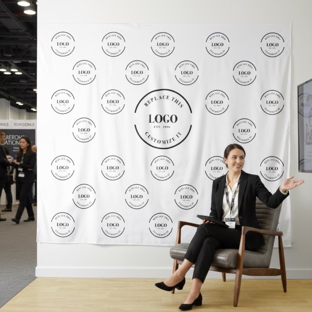 Company Logo backdrop Instant step and repeat Tapestry (Step and repeat logo backdrop with custom branding.)