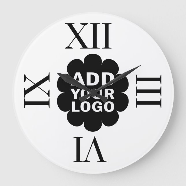 Company Logo Black And White Promotional Large Clock (Front)
