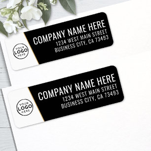 Company Logo Black Gold Business Return Address Label