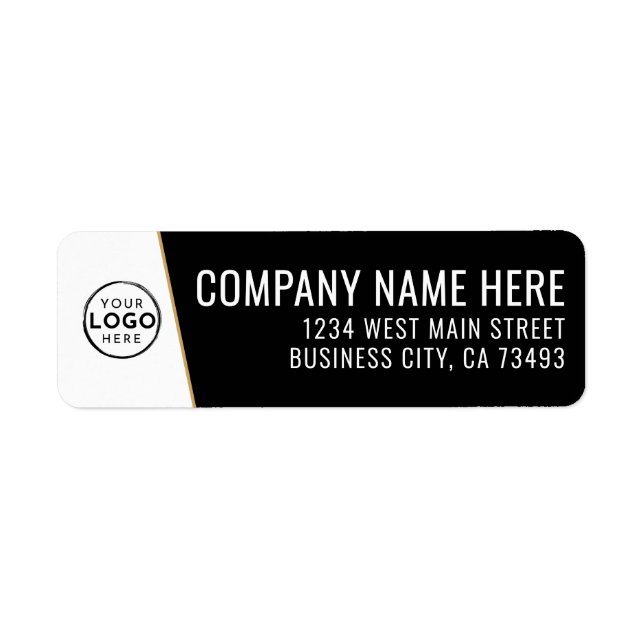 Company Logo Black Gold Business Return Address Label (Front)