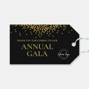 Company Logo Black Gold Confetti Annual Gala  Gift Tags