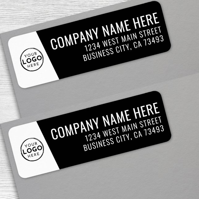Company Logo Black Minimal Modern Business Return Address Label (Company Logo Black Minimal Modern Business label )