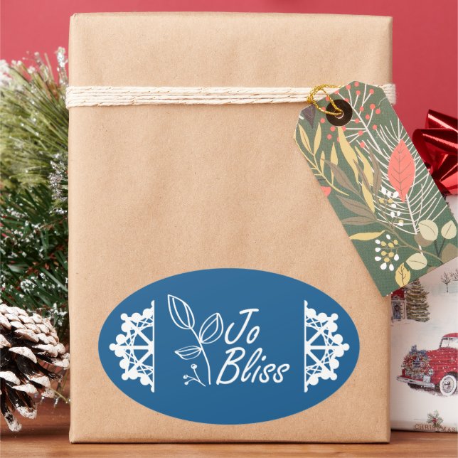 Company Logo, Blue Holiday Gift Label Sticker (Holiday)