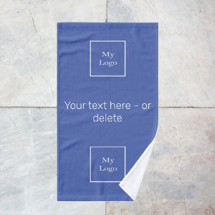 Company logo blue white text business hand towel