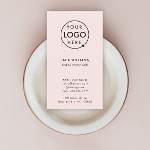 Company Logo   Blush Pink Modern Vertical Stylish Business Card