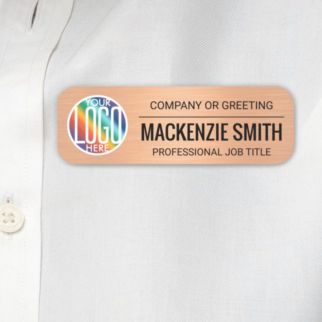 Company Logo Brushed Copper Colour Plastic Employe Name Tag (Creator Uploaded)
