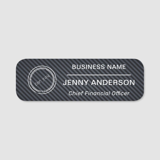 Company Logo Brushed Faux Employee Name Tag (Front)