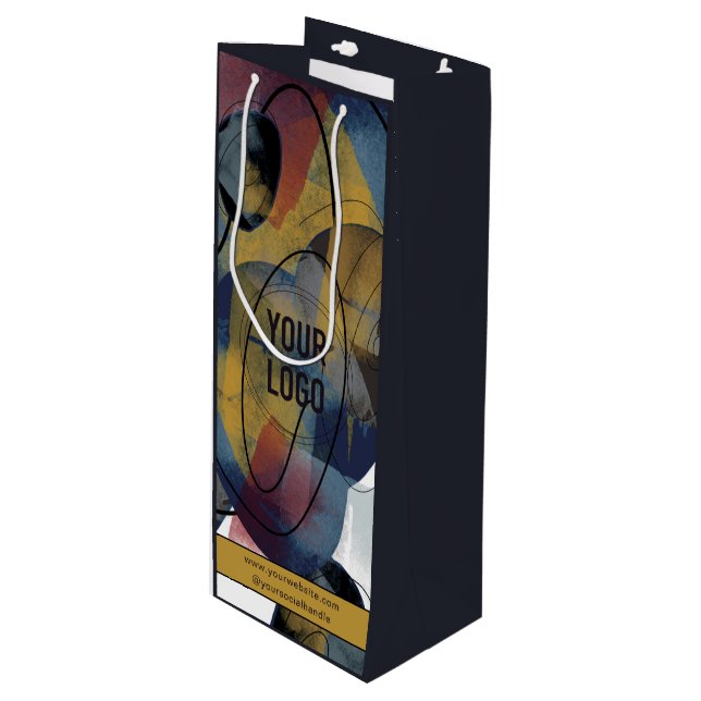 Company Logo Business Branded Abstract Wine Gift Bag (Front Angled)