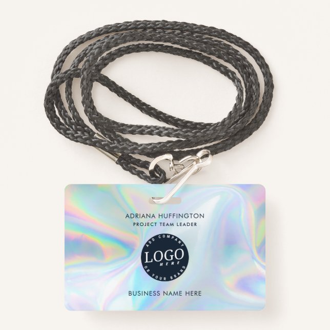 Company Logo Business Holographic Employee ID ID Badge (Front with Lanyard)