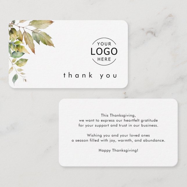 Company Logo Business Thanksgiving Cards  (Front/Back)