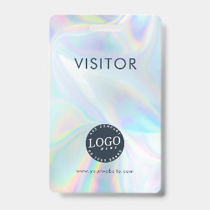 Company Logo Business Website Holographic Visitor ID Badge